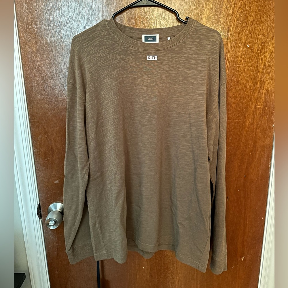 Kith jfk long sleeve dark tan size large